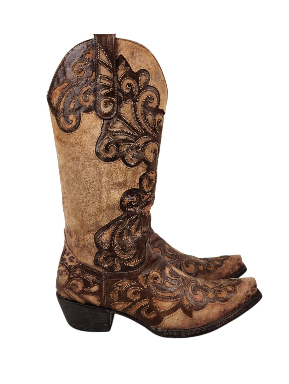 Old Gringo Linda L1025-4 Leather Cheetah Brown Tan Western Boot Womens Size 7.5B - Picture 3 of 14